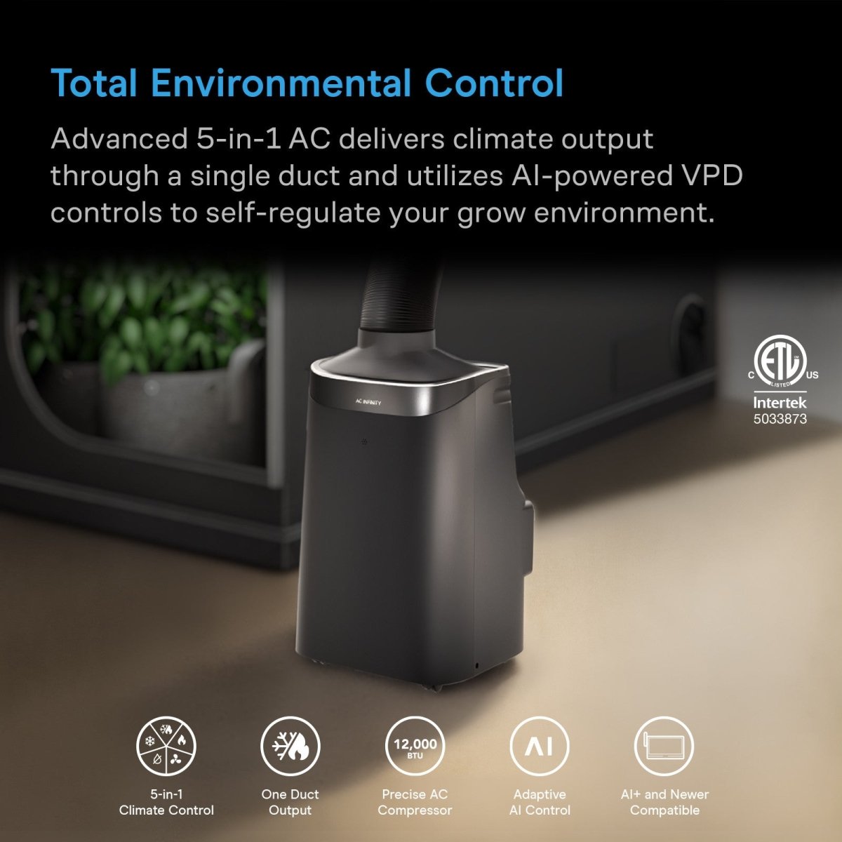 TERRAFORM 8, All-In-One Climate Control A/C with One-Duct Auto Switching 12,000 BTU - Quick Bloom Lights