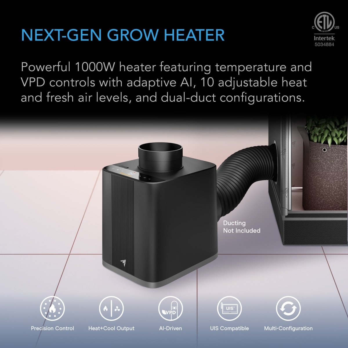 Thermoforge T7, Plant Heater 1000W W AI - Powered VPD Temp control - Quick Bloom Lights