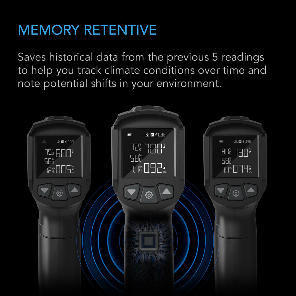 VPD Thermometer, Handheld Environmental Monitor, Captures Leaf VPD and Temperature - Quick Bloom Lights