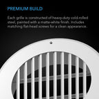 Wall - Mount Duct Grille Vent, White Steel, 6 - Inch - Quick Bloom Lights
