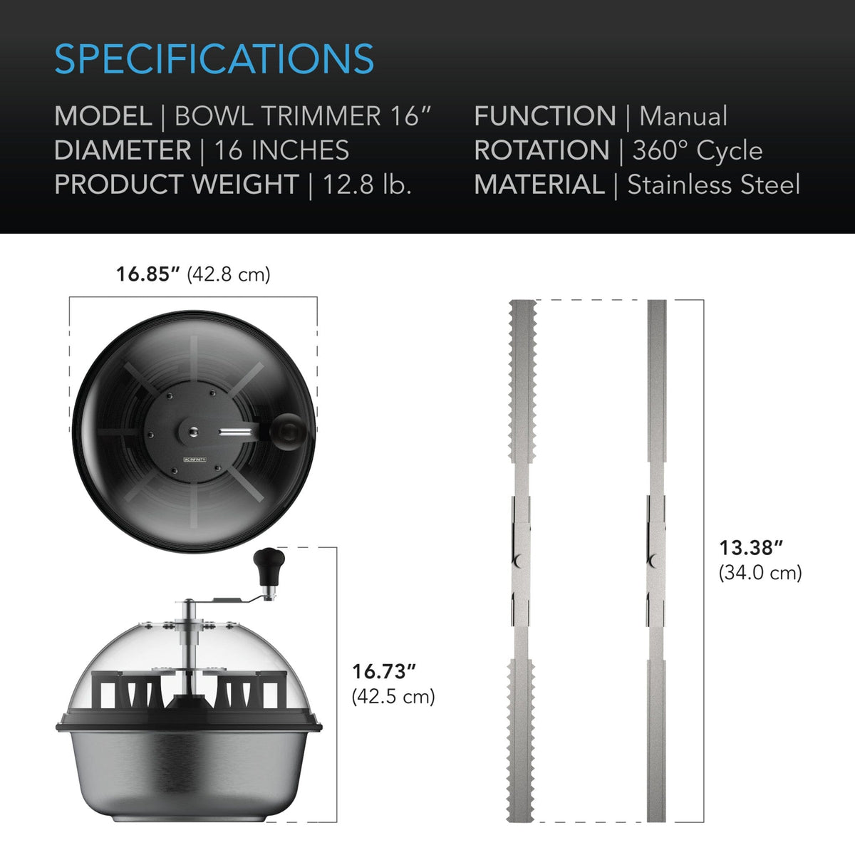 Bud bowl trimmer 16 inch specifications