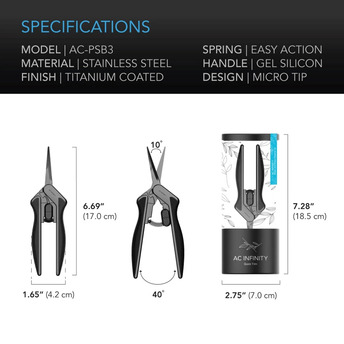 AC Infininty pruning shear with cleaning kit specifications