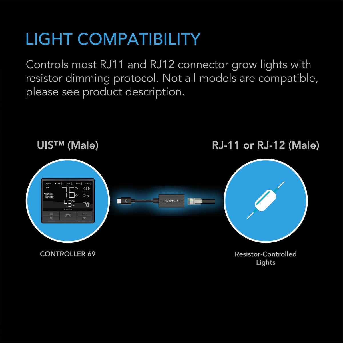 RJ11 and RJ12 adapter for light compatibility 