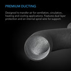 AC Infinity, Flexible Four - Layer Ducting, 8 FT long 2.4 metre, 6 Inch - 150 mm - Quick Bloom Lights