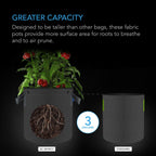 Heavy Duty Fabric Pots, 3 Gallon pots in a 5 pack by AC Infinity - Quick Bloom Lights