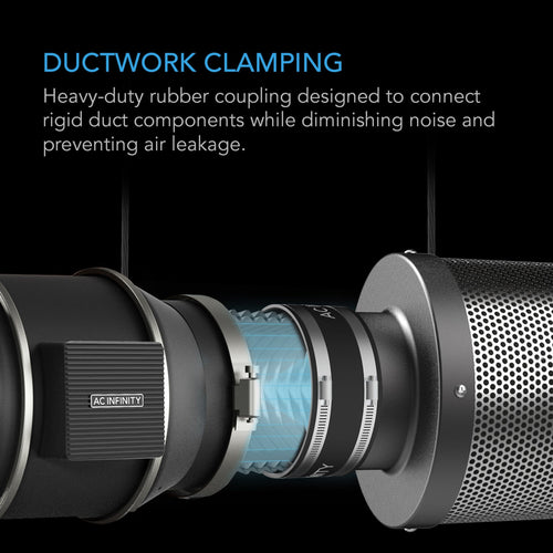 Noise Reduction Clamp, Duct Coupler with Stainless Steel Clamps, 6 inch 150 mm - Quick Bloom Lights