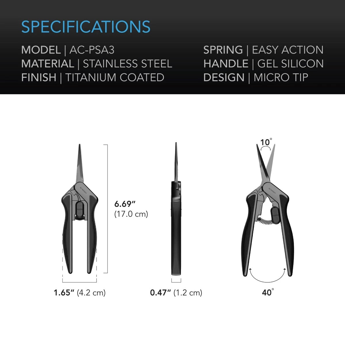 Stainless Steel Pruning Shear, Ergonomic Lightweight, 6.6” Straight Blades - Quick Bloom Lights